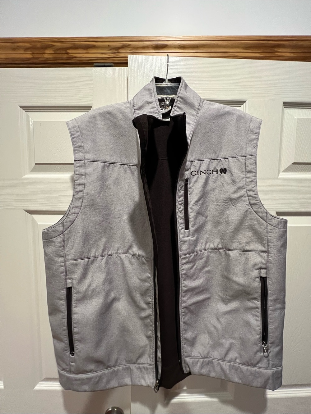 Cinch Men’s Work Vest with Brown Trim and fleece lining